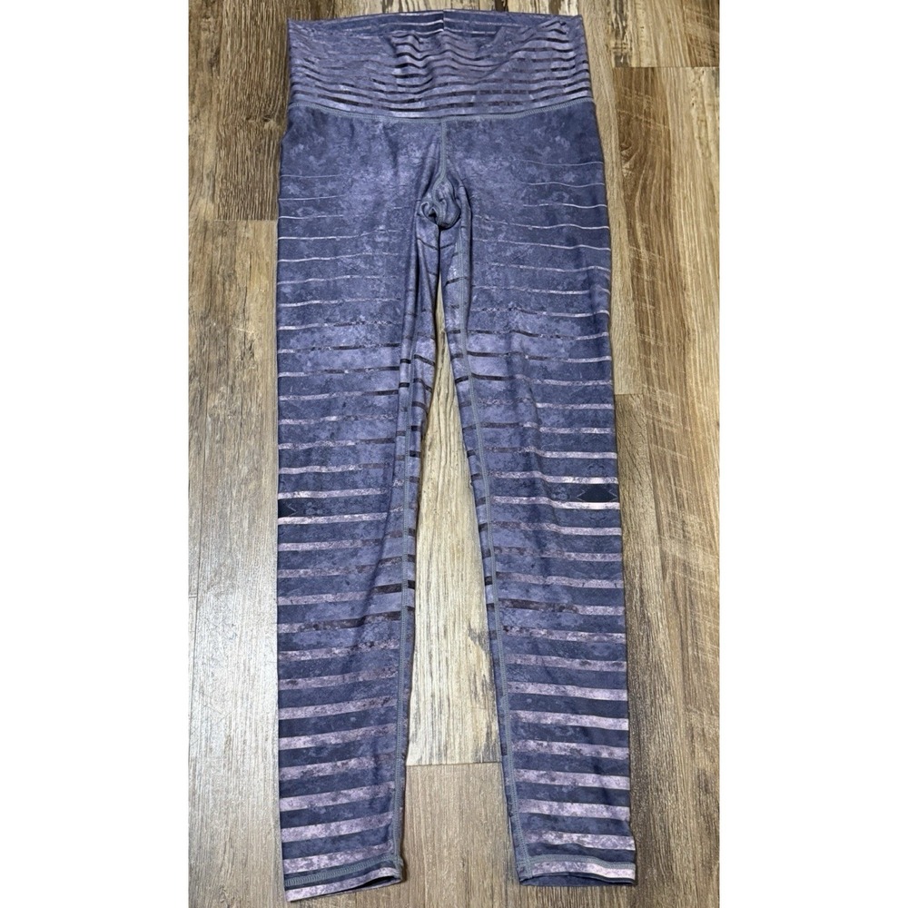 Women's Niyama Sol Leggings Purple Granite Stripe Barefoot High Waist Sz Medium